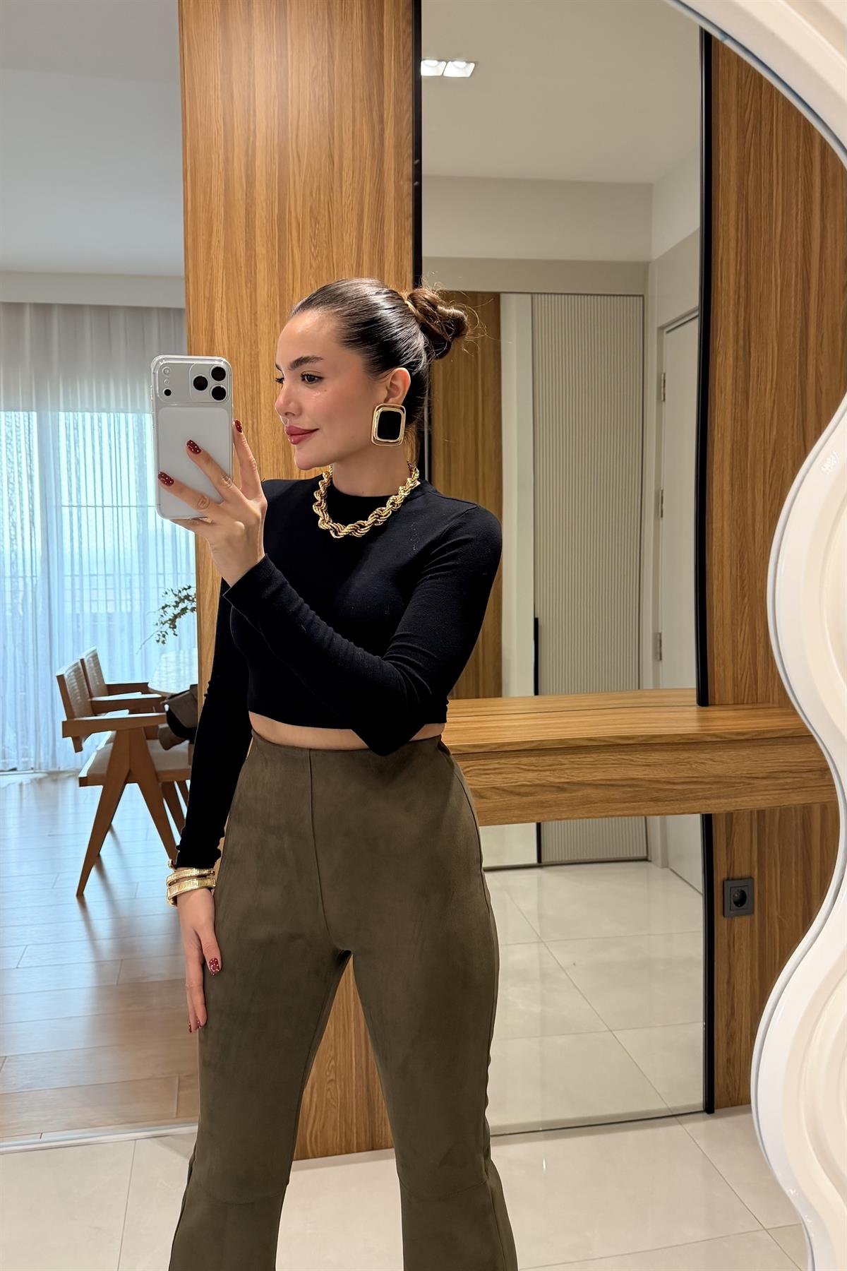 Stew Haki Süet Pantolon