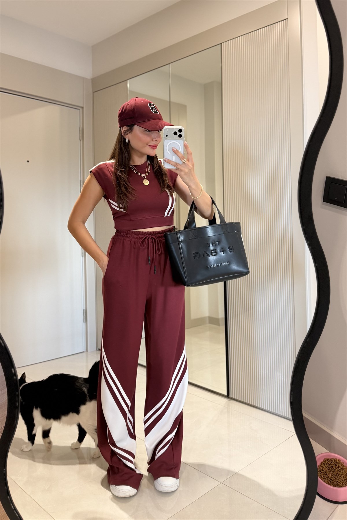 Stores Bordo Şeritli Modal Eşofman Takımı