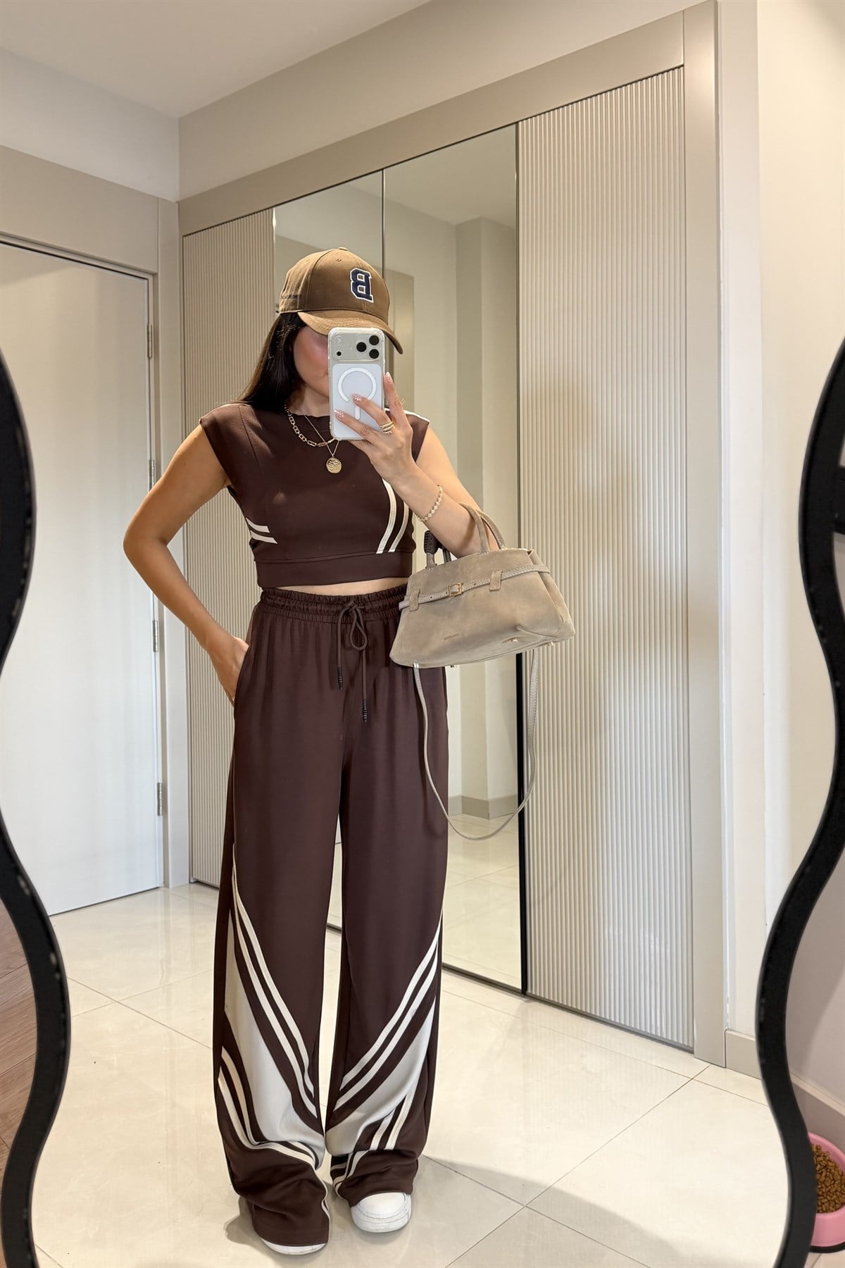 Stores Kahve Şeritli Modal Eşofman Takımı