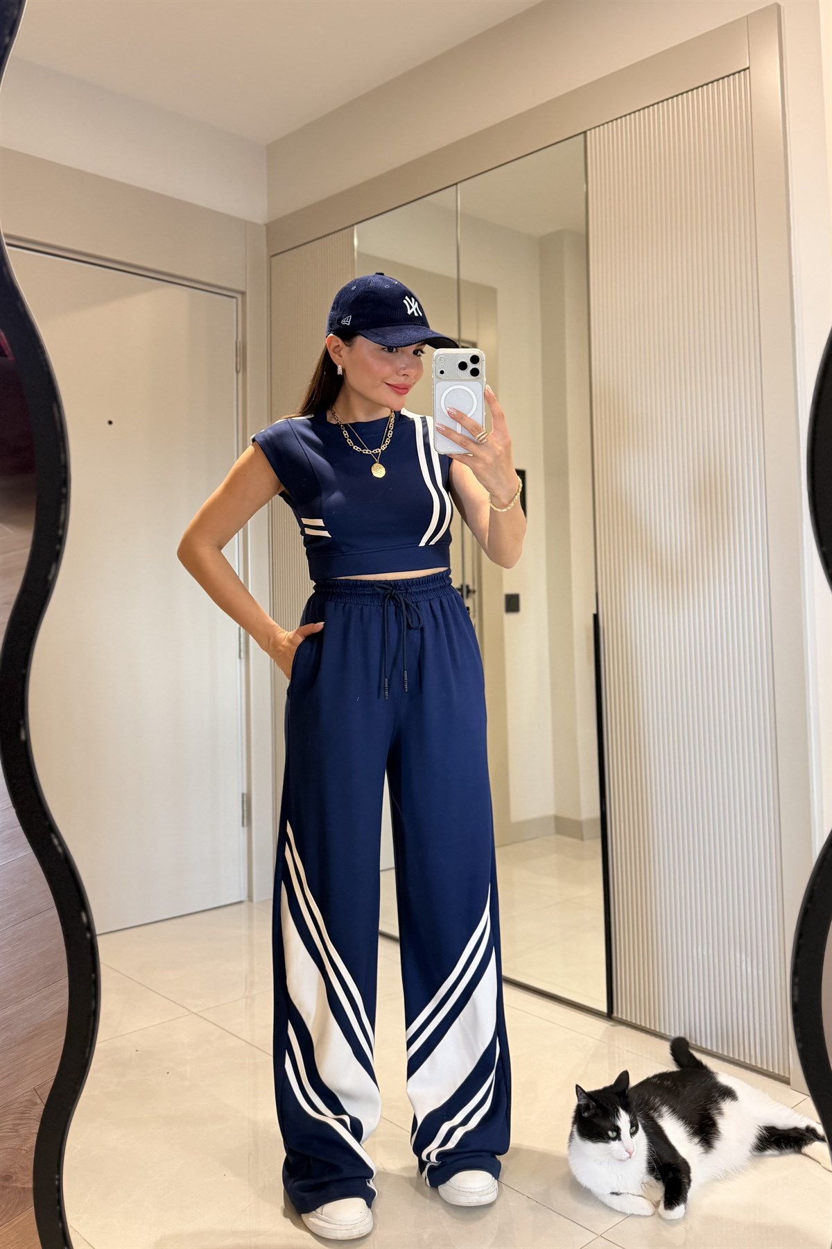 Stores Lacivert Şeritli Modal Eşofman Takımı