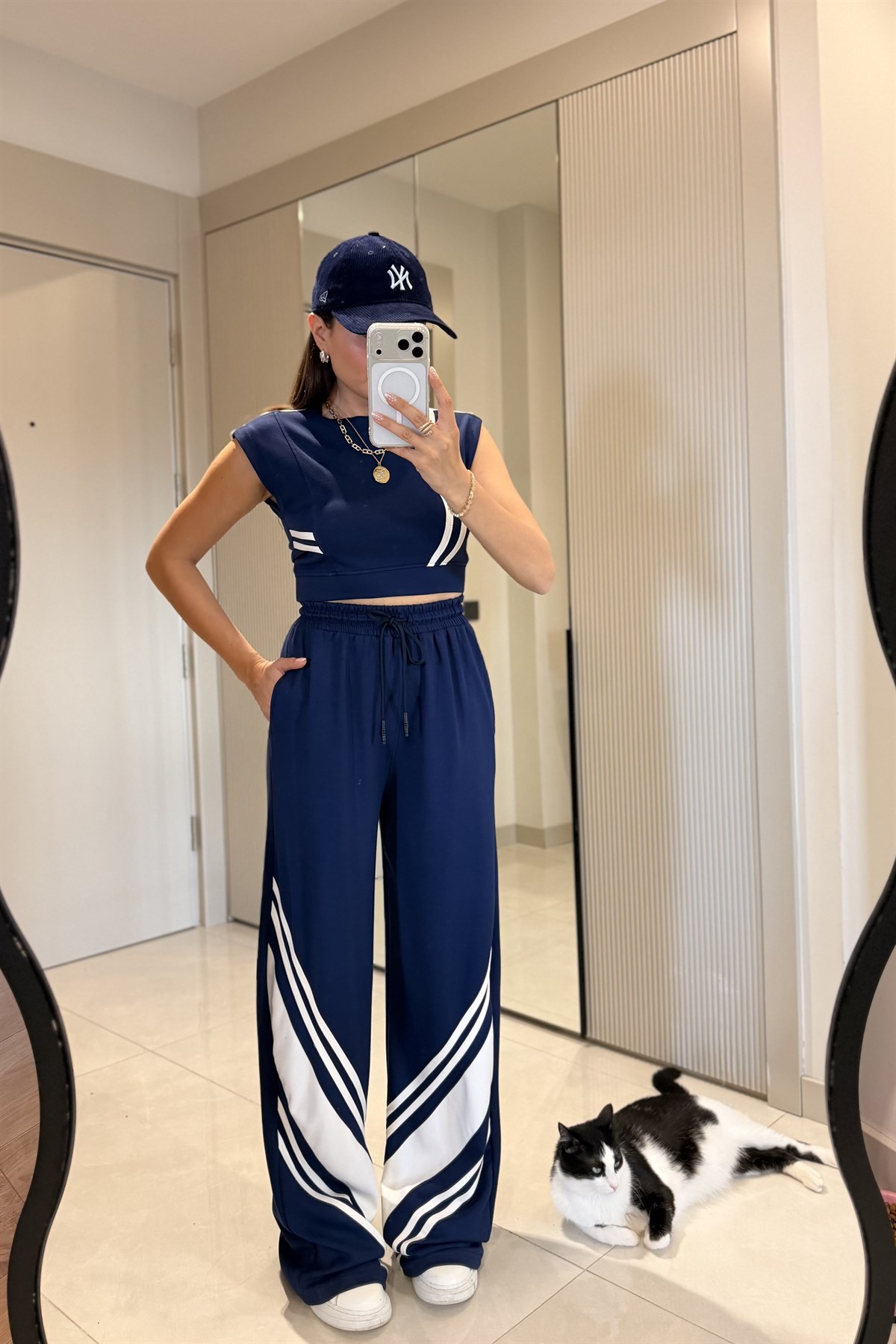 Stores Lacivert Şeritli Modal Eşofman Takımı