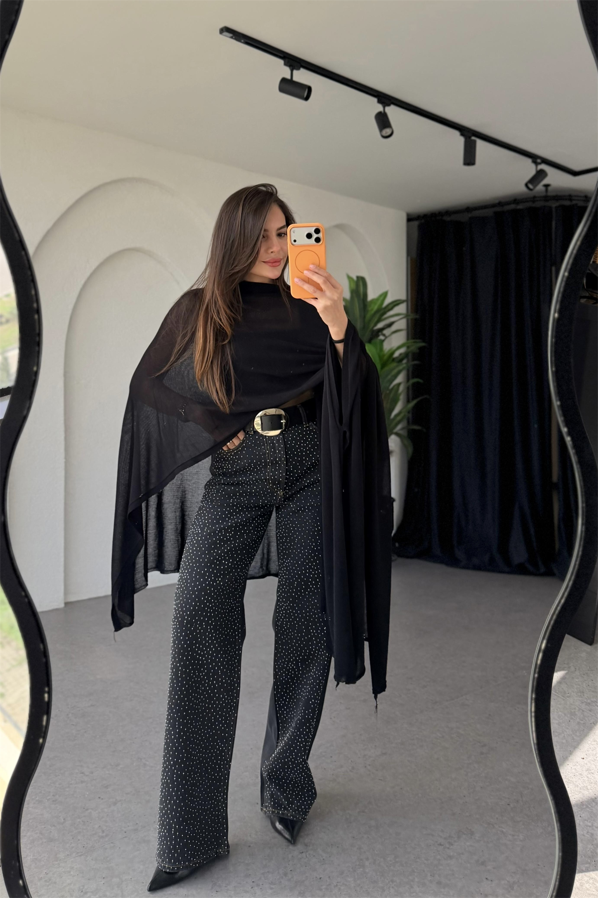 Strawi Füme Full Taşlı Baggy Jean 