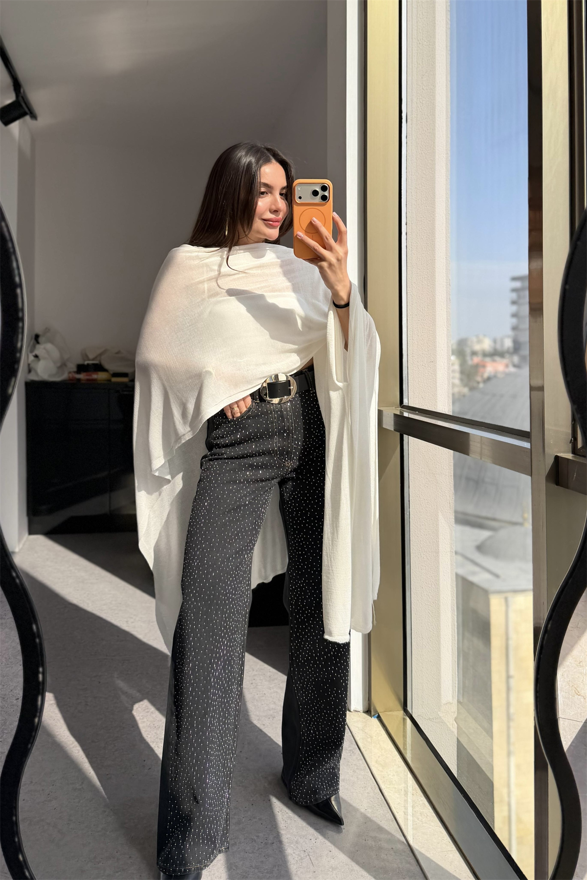 Strawi Füme Full Taşlı Baggy Jean 