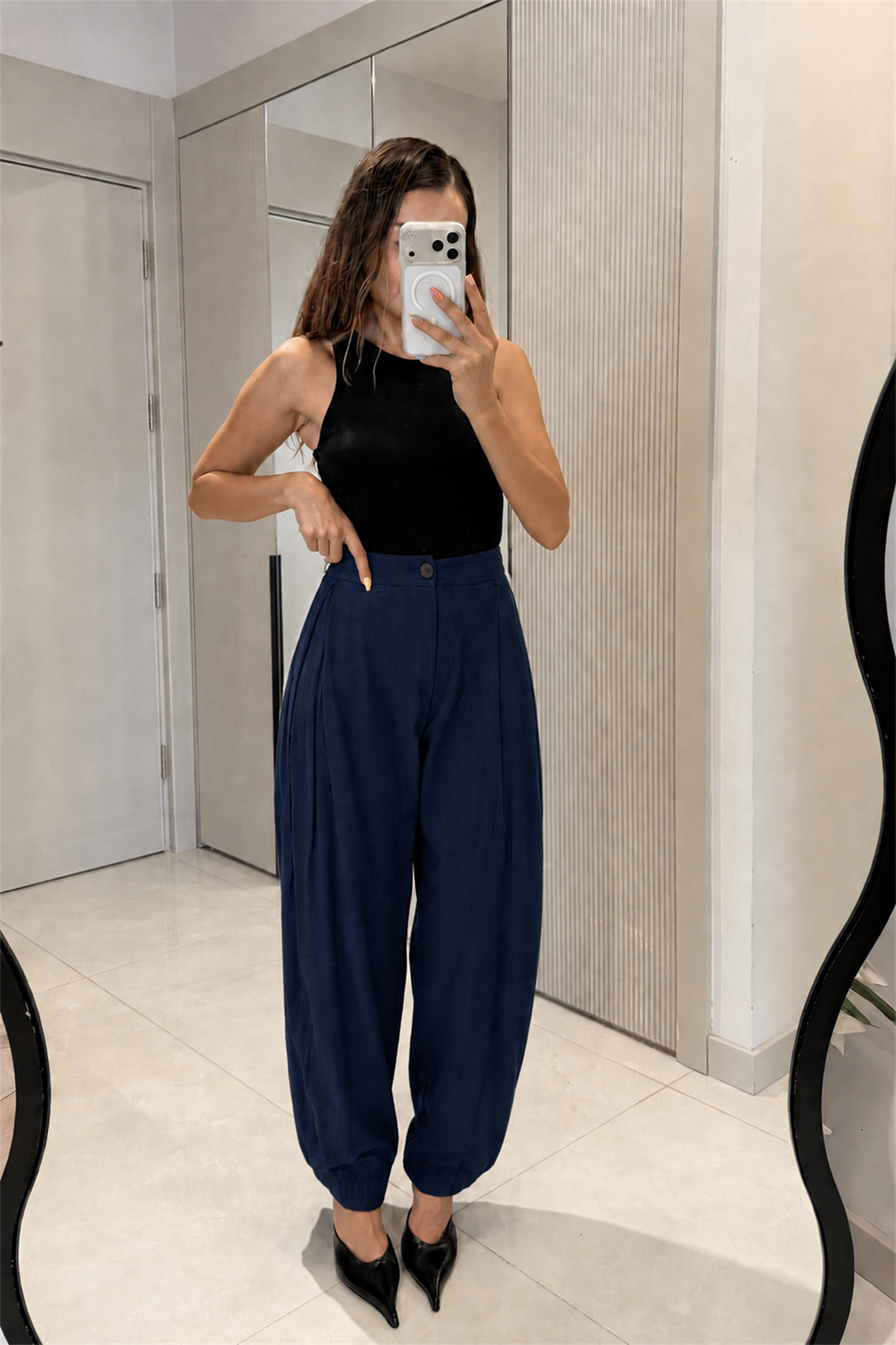 Styles Lacivert Şalvar Pantolon