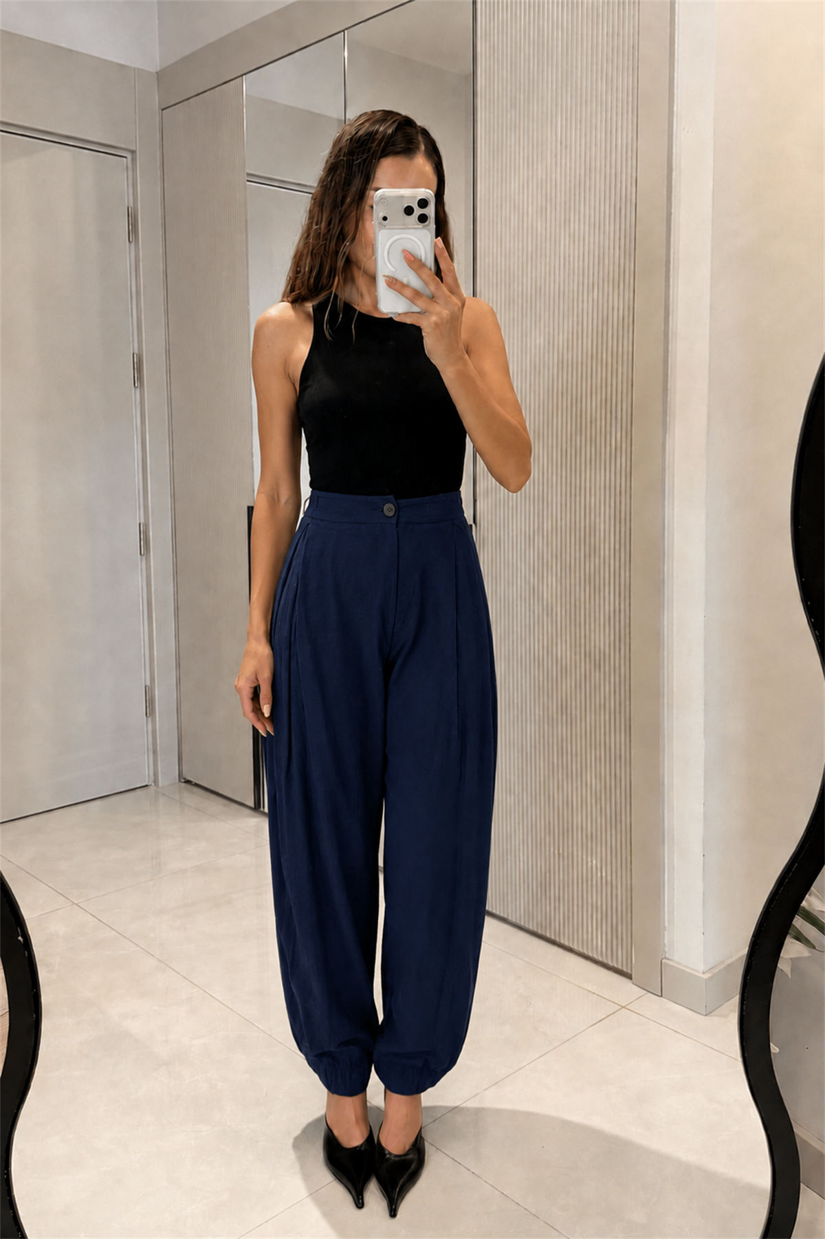 Styles Lacivert Şalvar Pantolon
