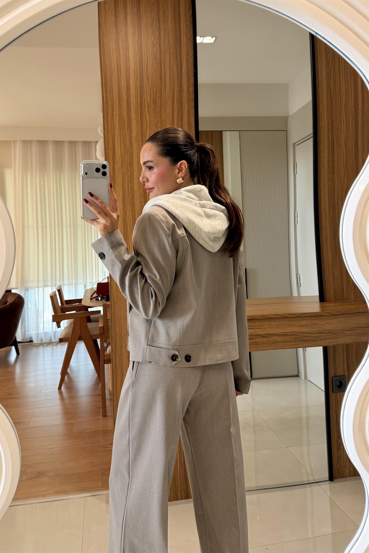 Survivar Taş Tasarım Kapüşonlu Premium Blazer Ceket
