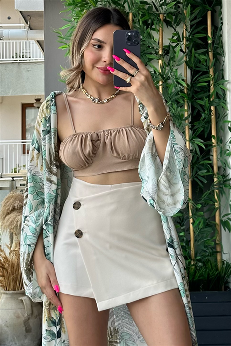 Sütlü Kahve keten crop top