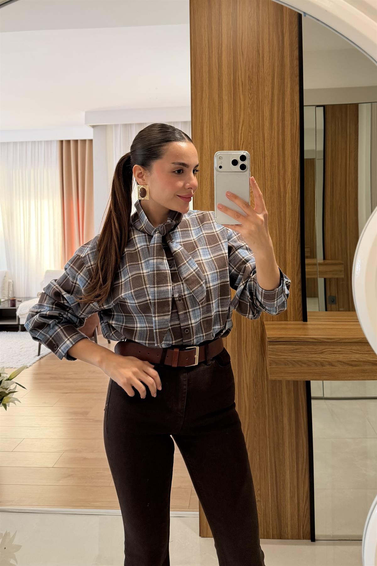 Taisca Mavi Kareli Gömlek