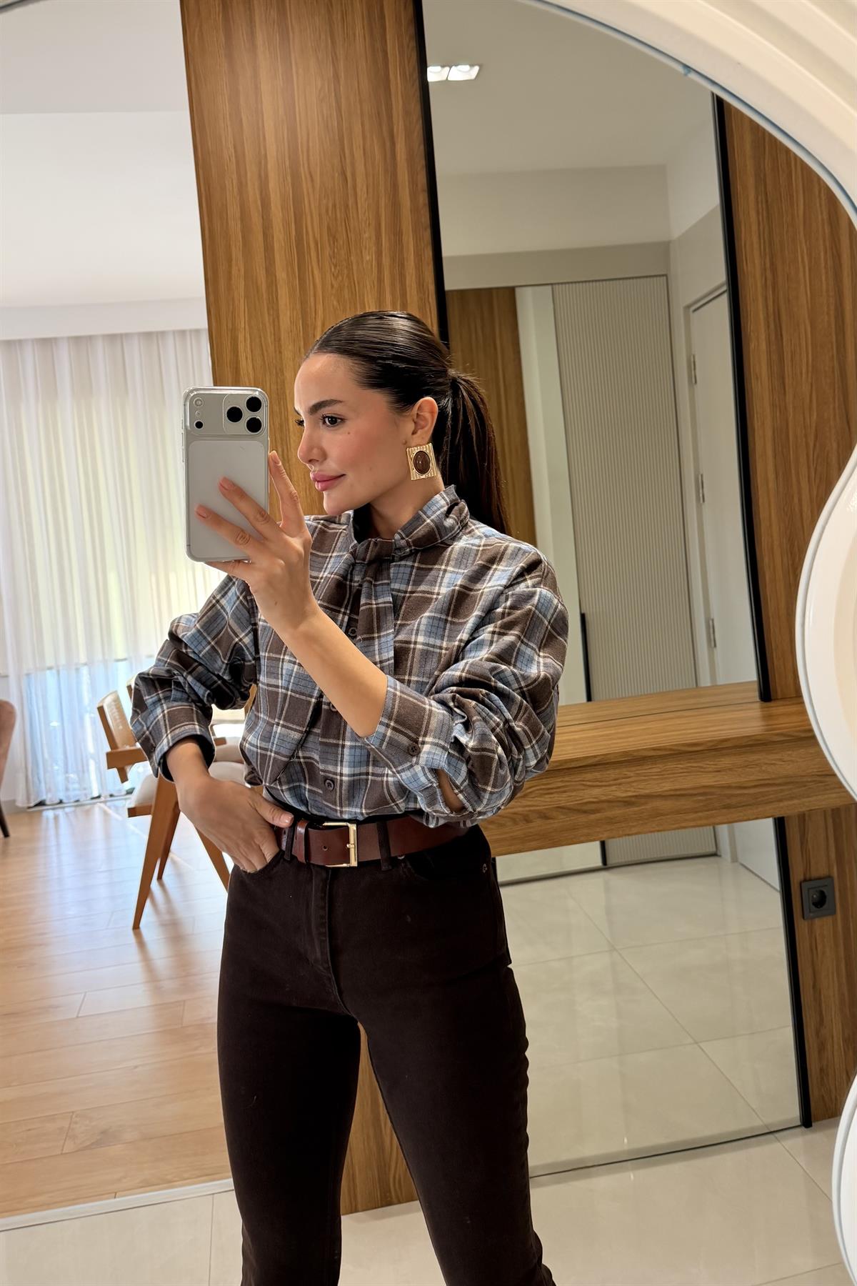 Taisca Mavi Kareli Gömlek