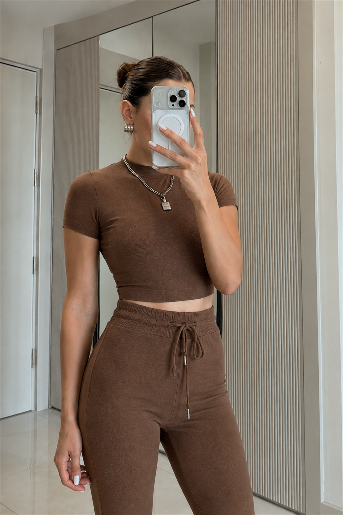 Taleva Kahve Spor Crop Takım