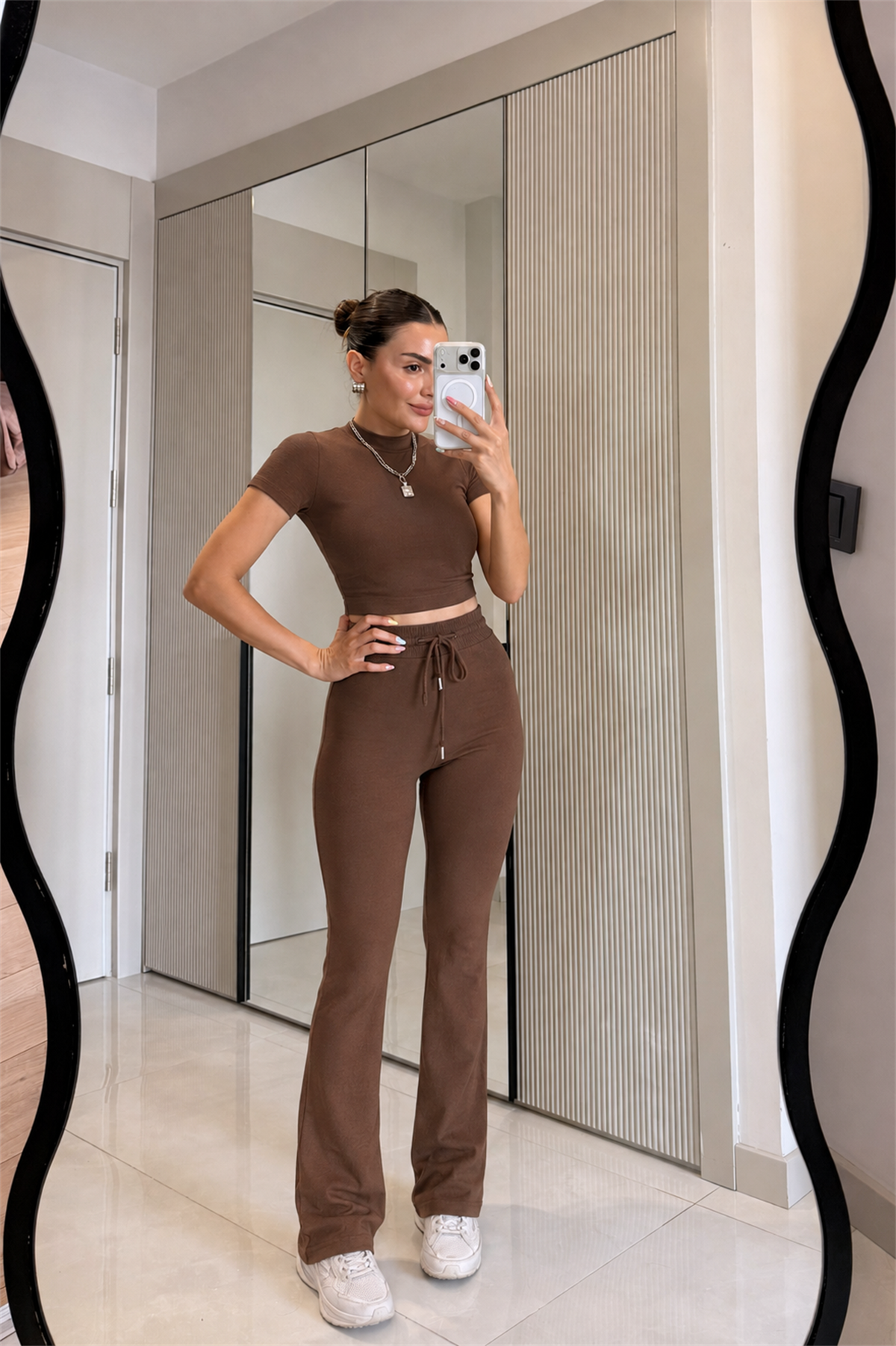 Taleva Kahve Spor Crop Takım