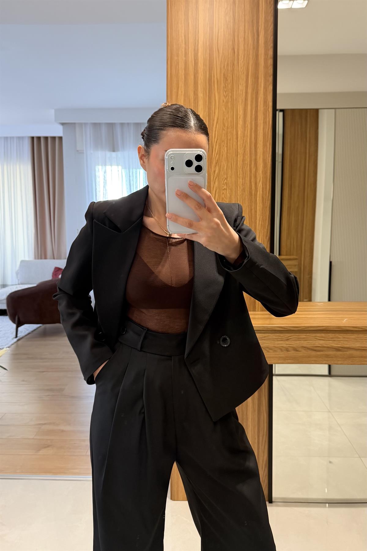 Tamia Siyah Blazer Pantolon Takım