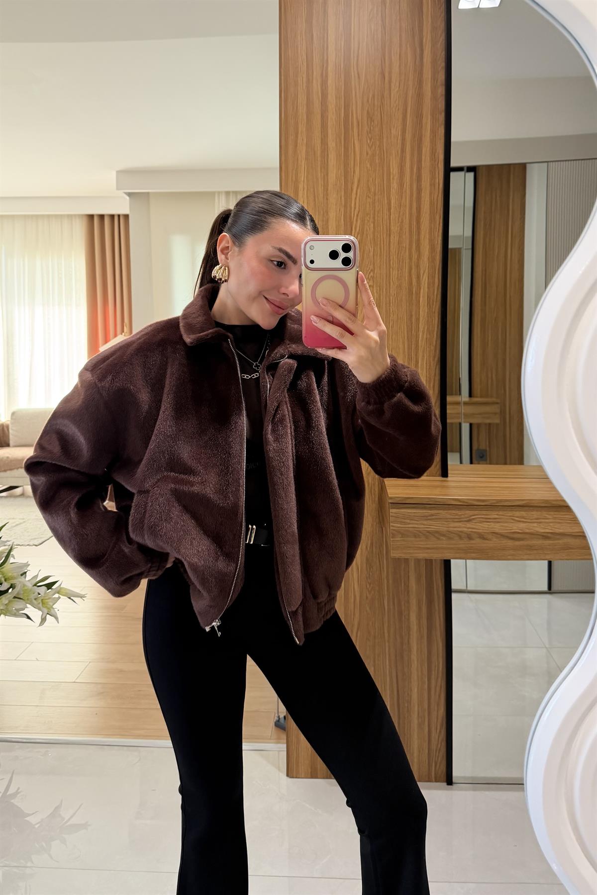 Tedros Kahve Dokulu Bomber Ceket