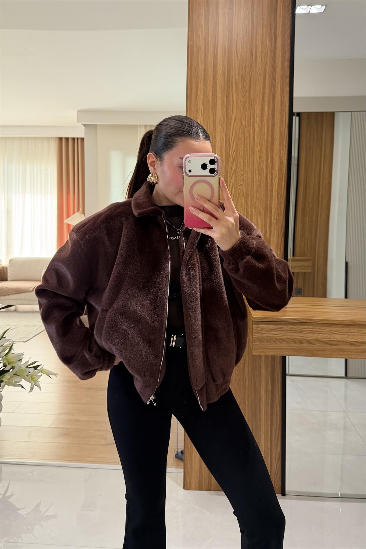 Tedros Kahve Dokulu Bomber Ceket