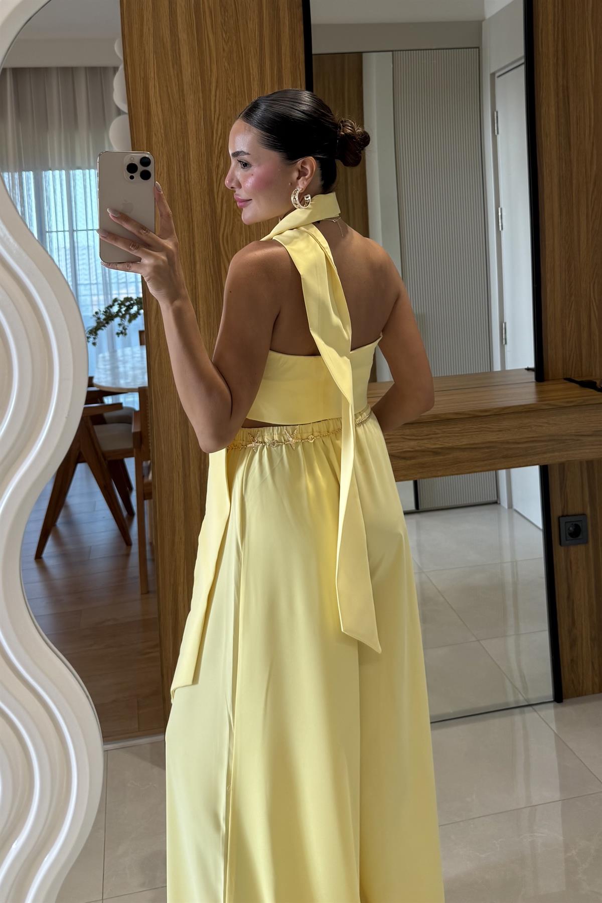 Telavi Sarı Şal Detaylı Tasarım Takım