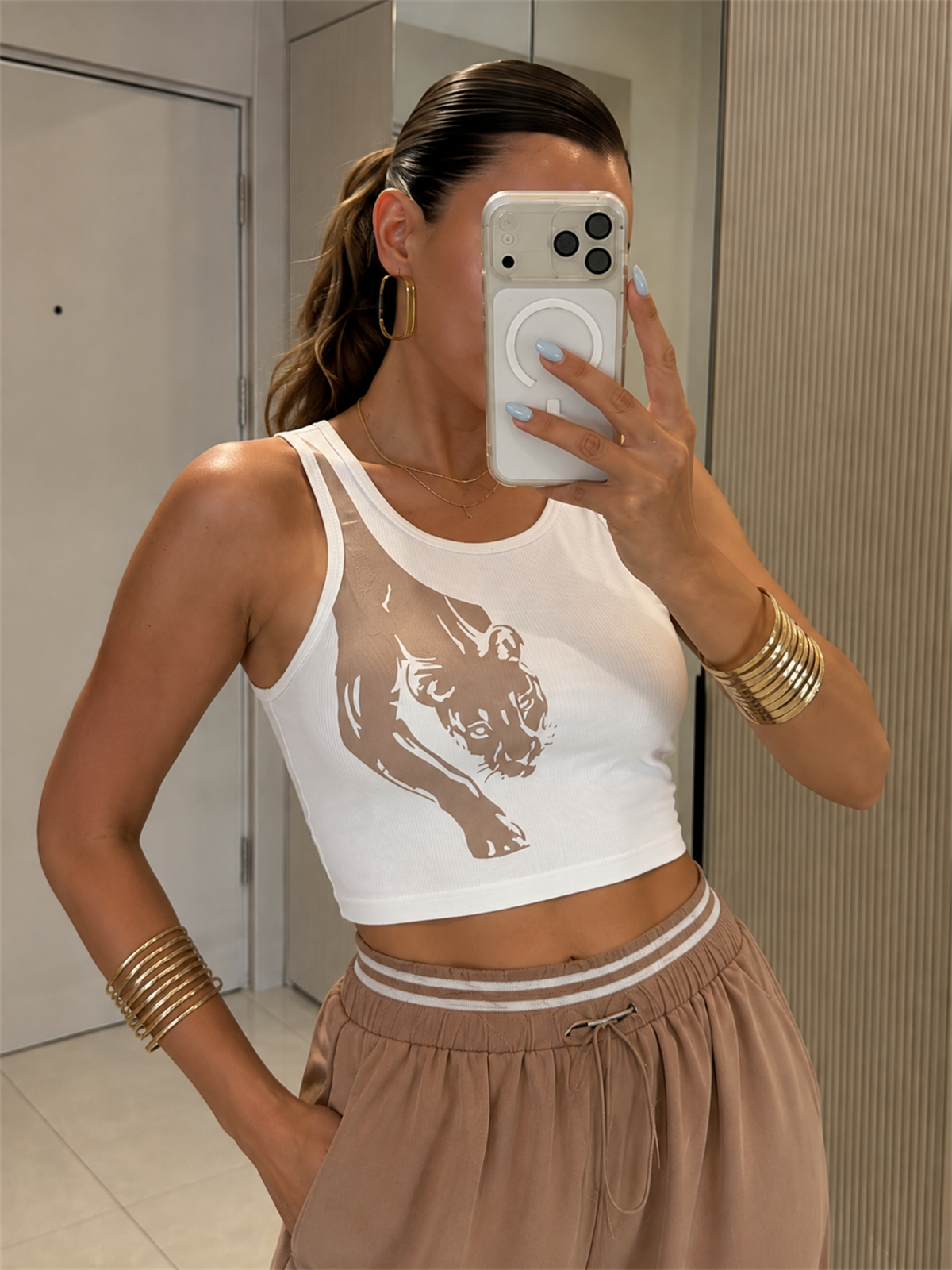 Tendai Lastikli Pantolon Crop Takım