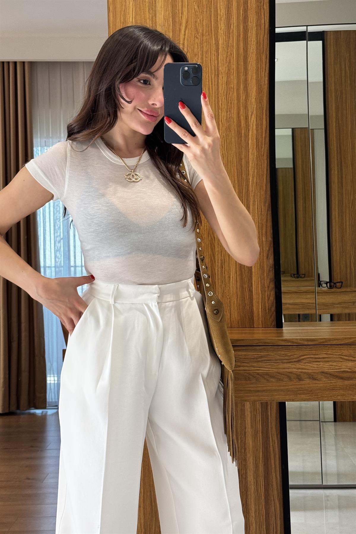 Terry Beyaz Transparan Slim Body