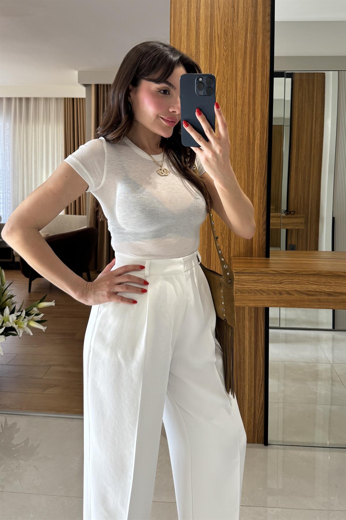 Terry Beyaz Transparan Slim Body