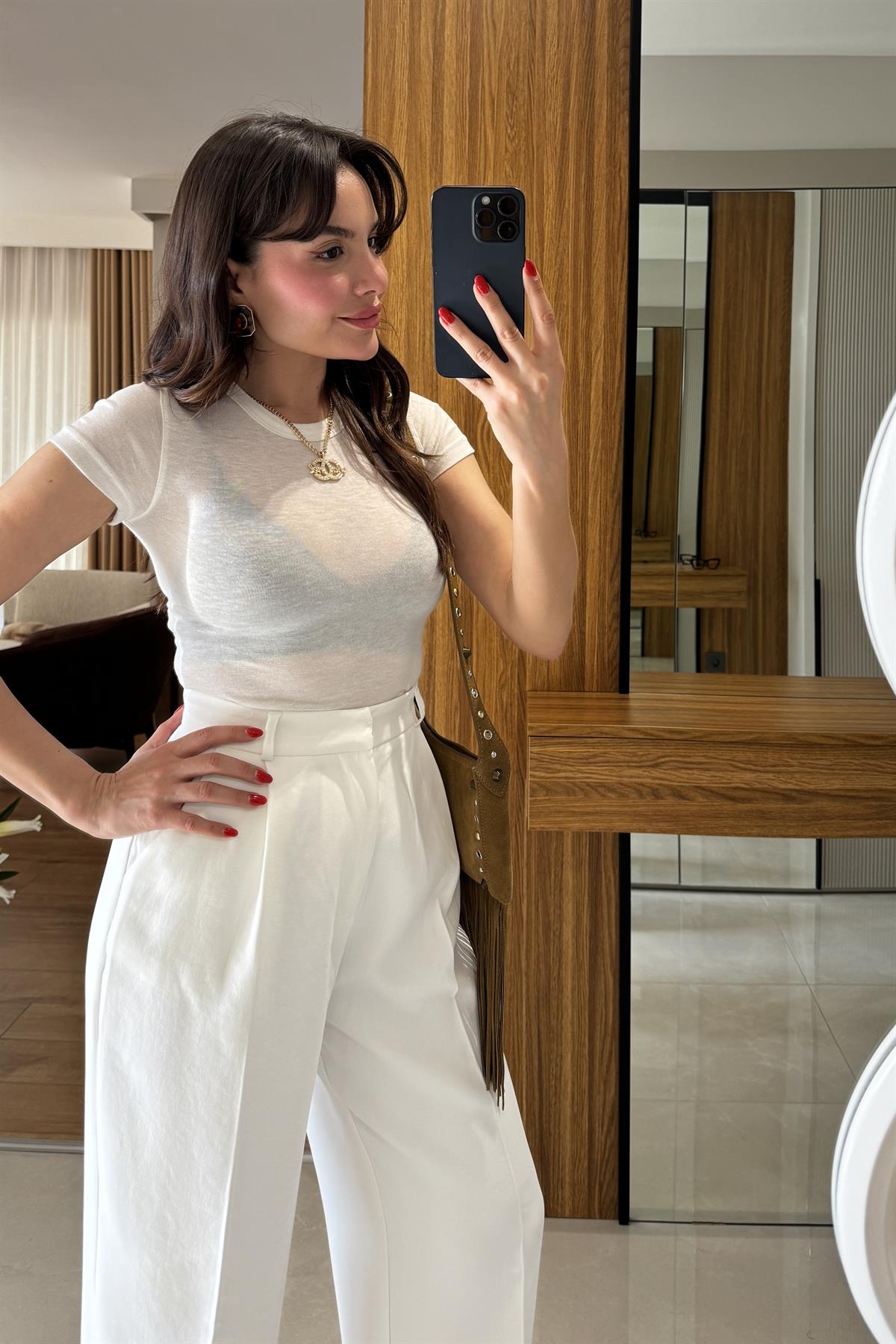 Terry Beyaz Transparan Slim Body
