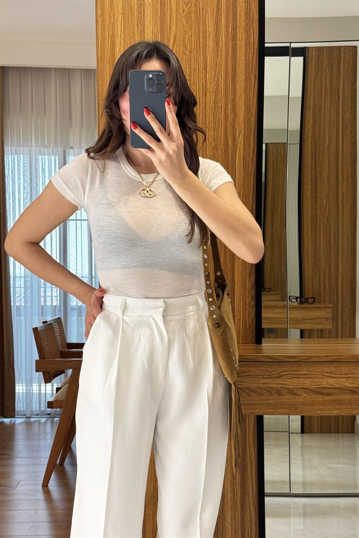 Terry Beyaz Transparan Slim Body