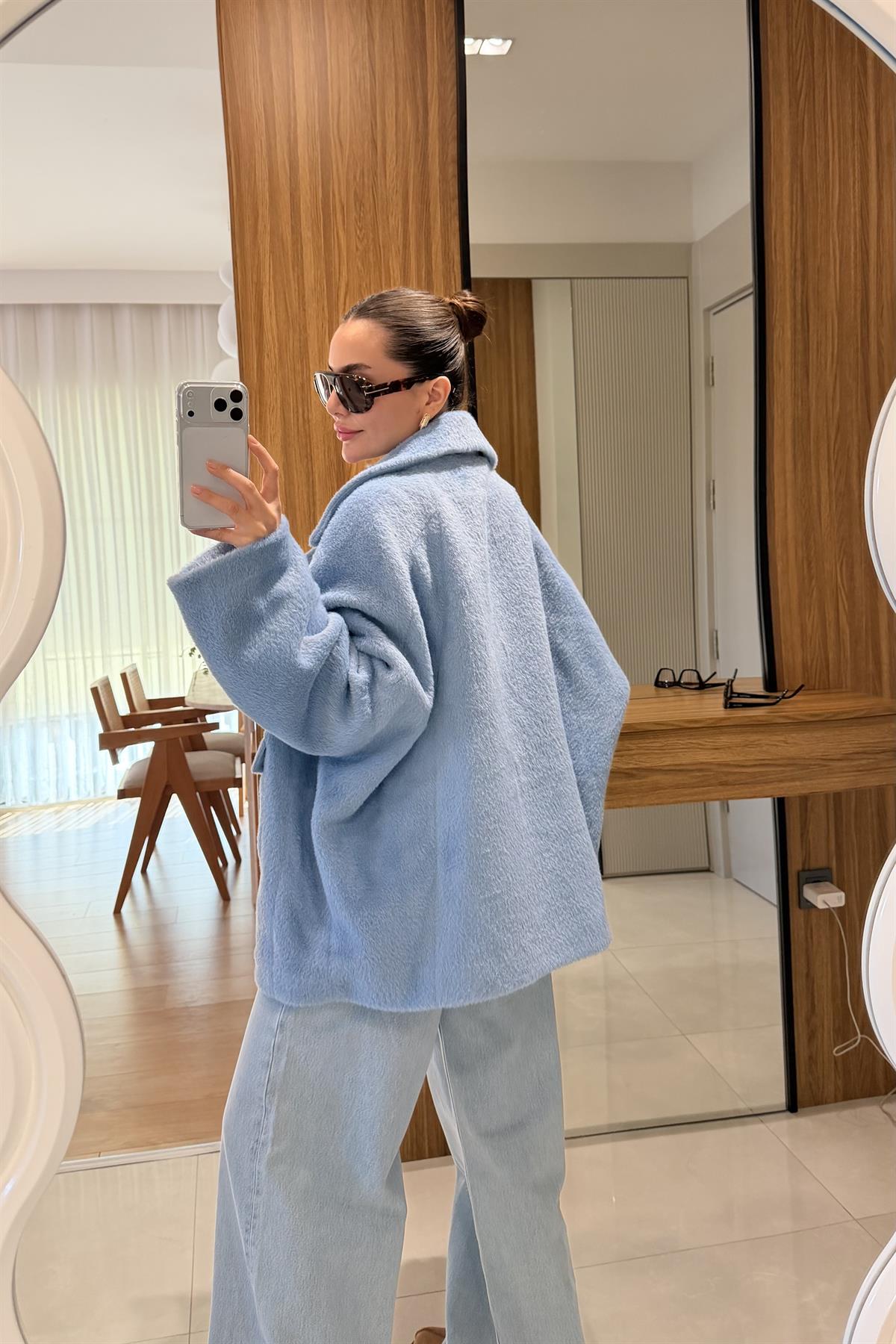 Thana Mavi Premium Peluş Kaban