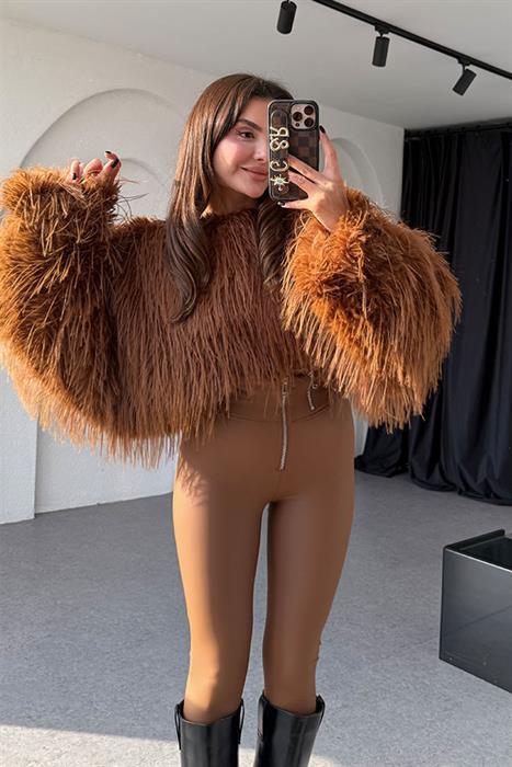 Thedra Lolita Acı Kahve Kürk Sweat