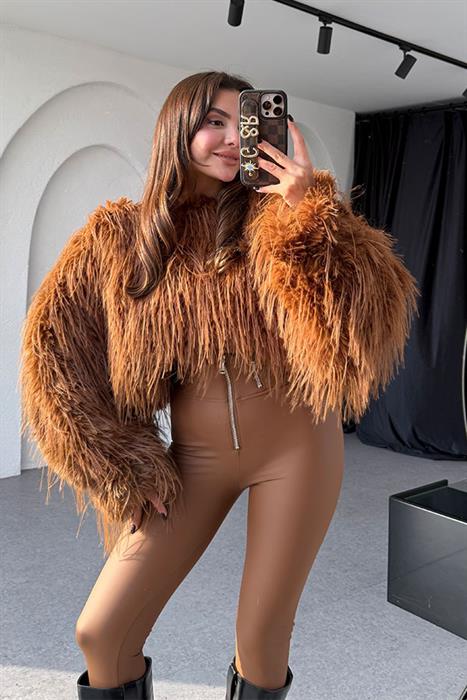 Thedra Lolita Acı Kahve Kürk Sweat
