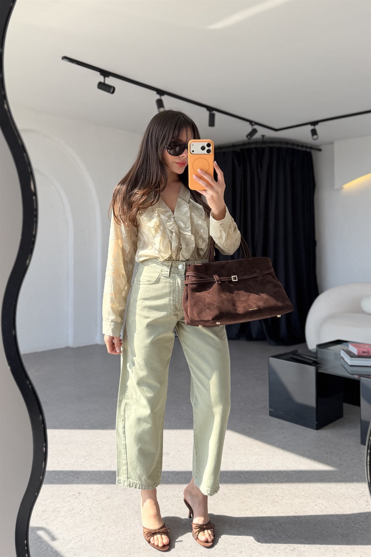 Tiara Mint Kısa Paça Yüksek Bel Jean