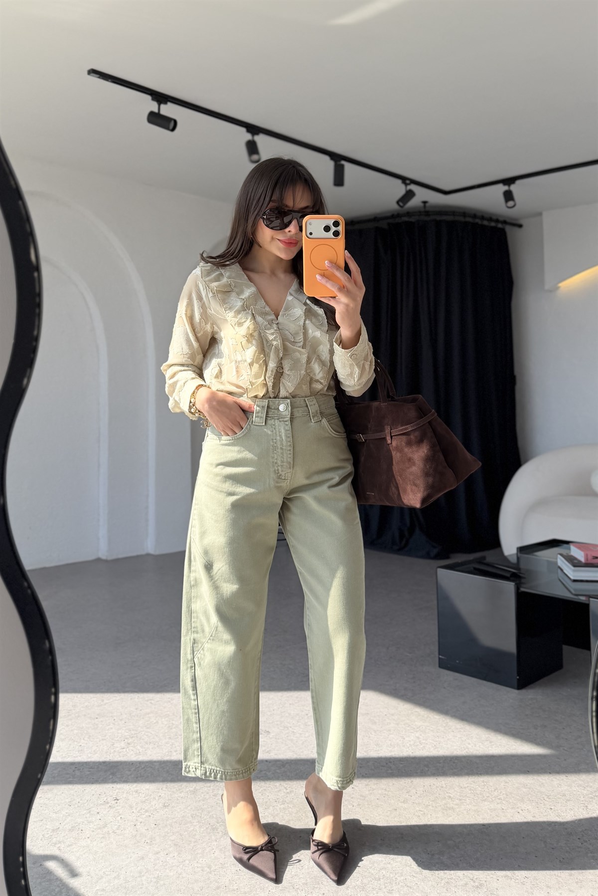 Tiara Mint Kısa Paça Yüksek Bel Jean