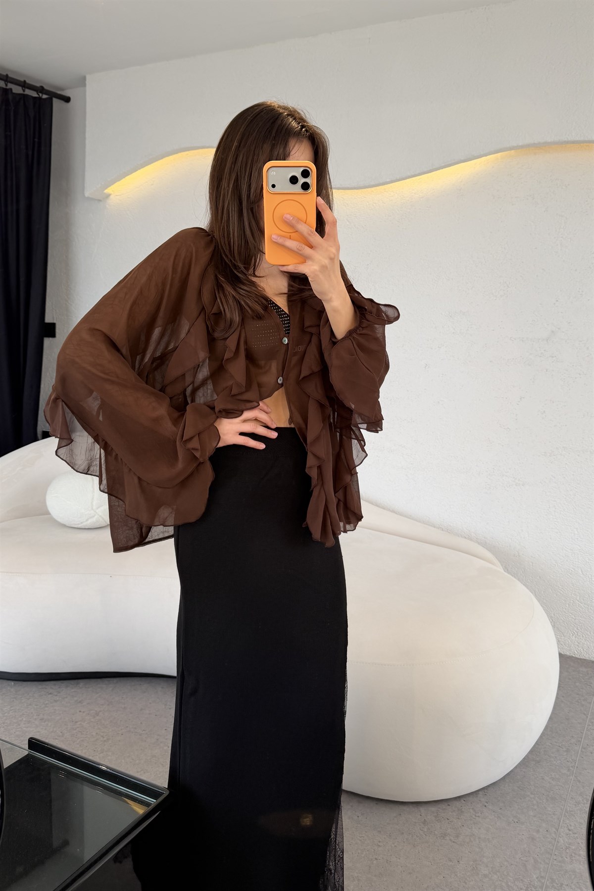 Tiger Siyah Dantel Yırtmaçlı Triko Etek