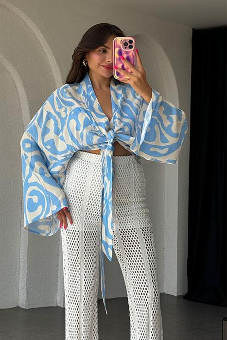 Tillie Mavi Desenli Gömlek 