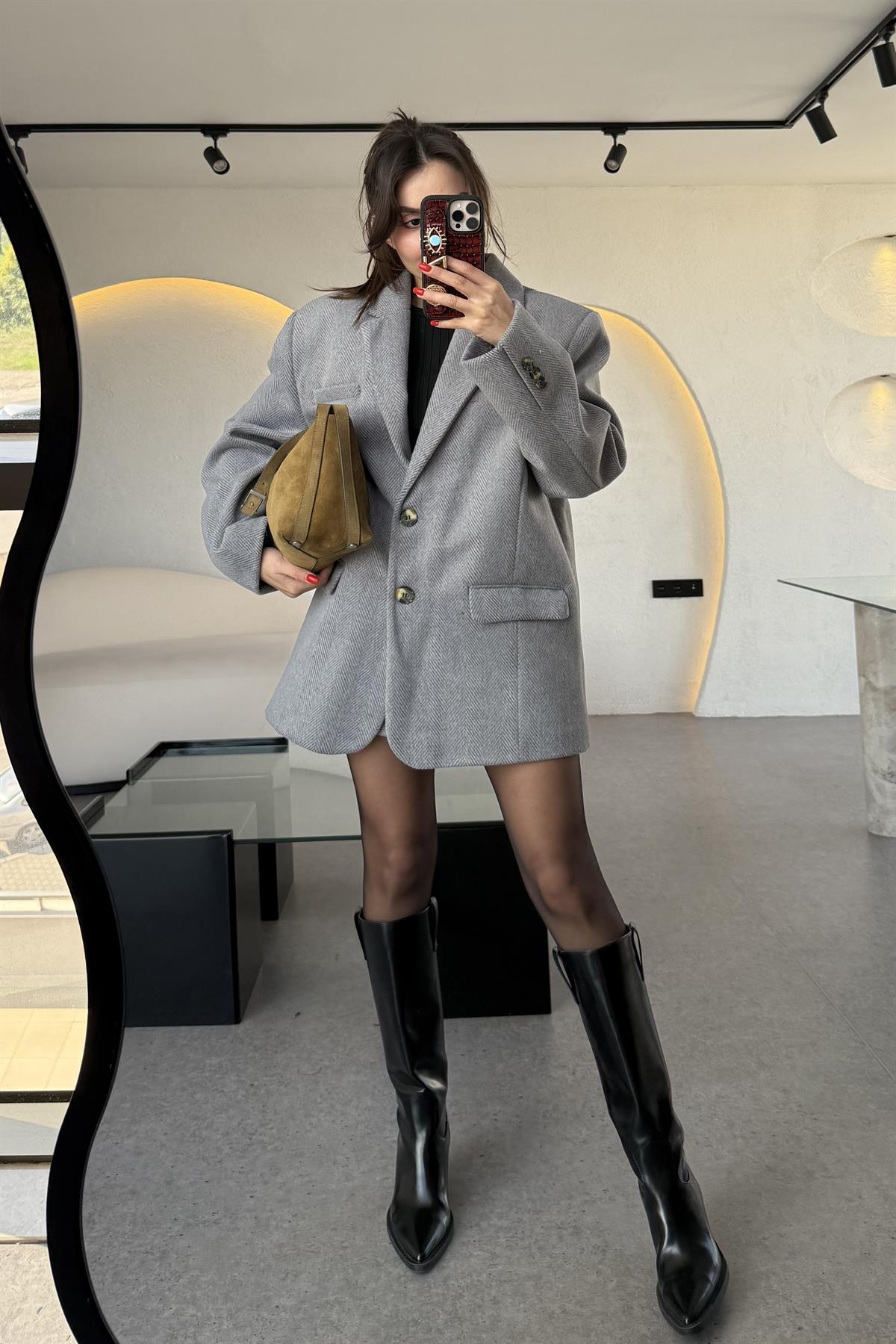 Timber Gri Dokulu Daddy Ceket