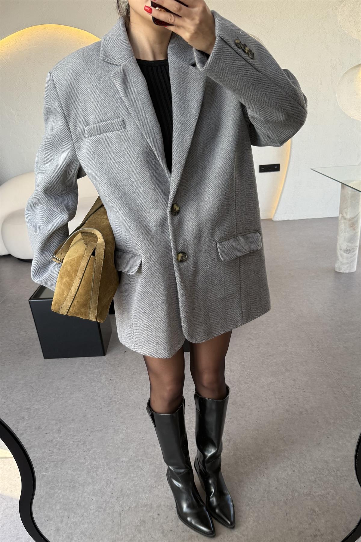 Timber Gri Dokulu Daddy Ceket