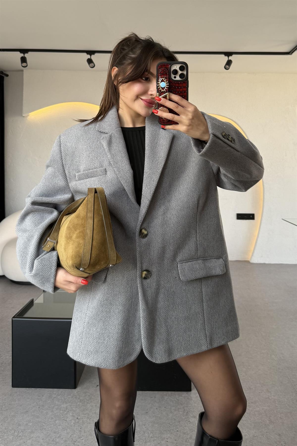 Timber Gri Dokulu Daddy Ceket