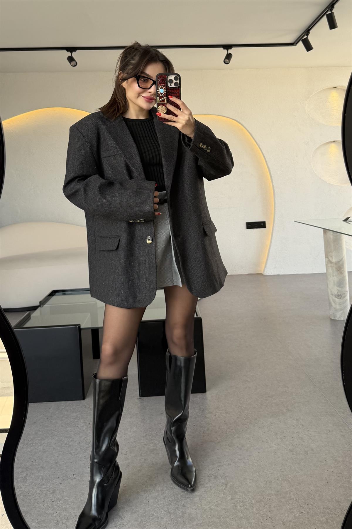 Timber Siyah Dokulu Daddy Ceket