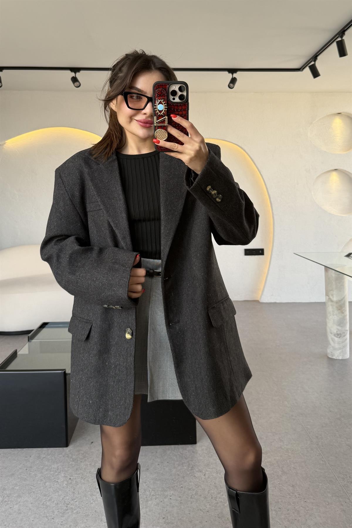 Timber Siyah Dokulu Daddy Ceket