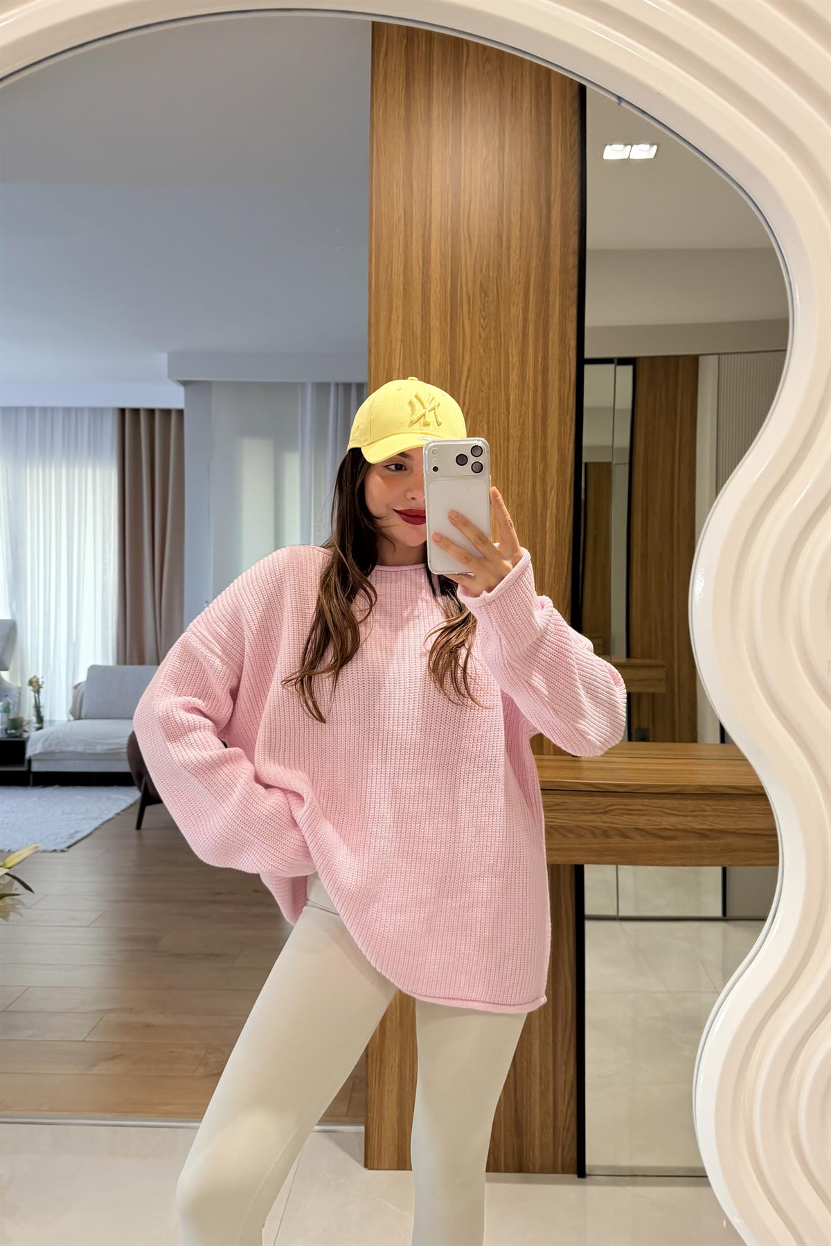 Tini Pembe Bisiklet Yaka Kazak 