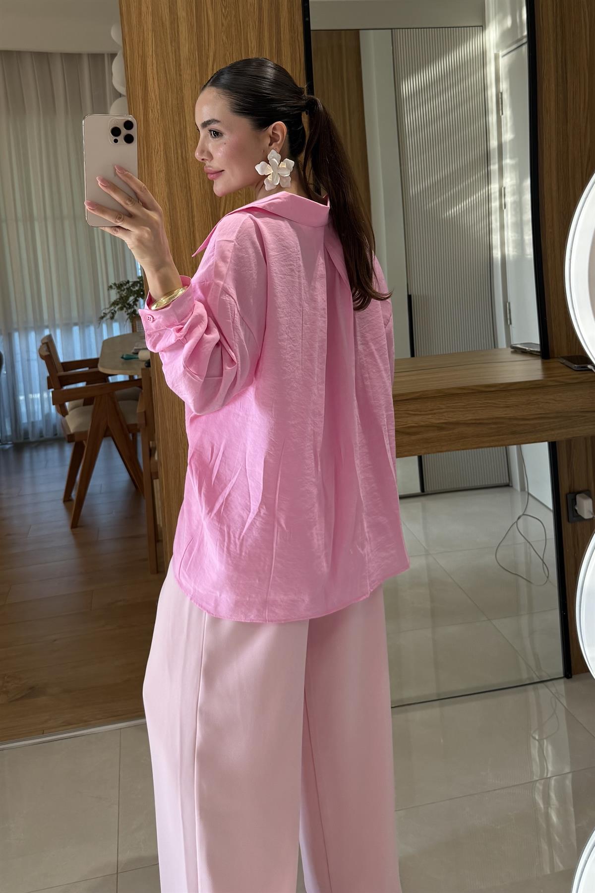 Tivra Pembe Tensel Gömlek 