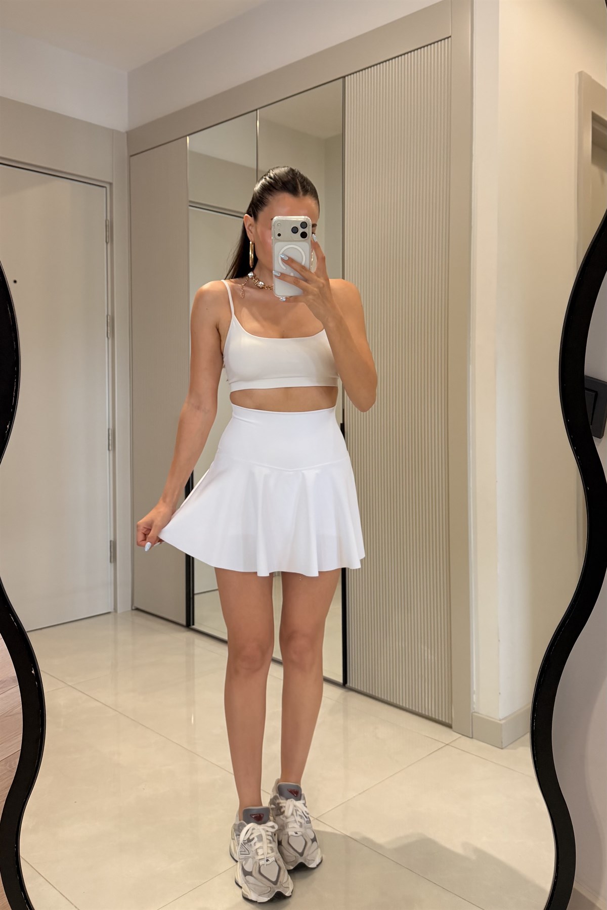 Tokyo Beyaz Oys İçi Şortlu Tenis Eteği