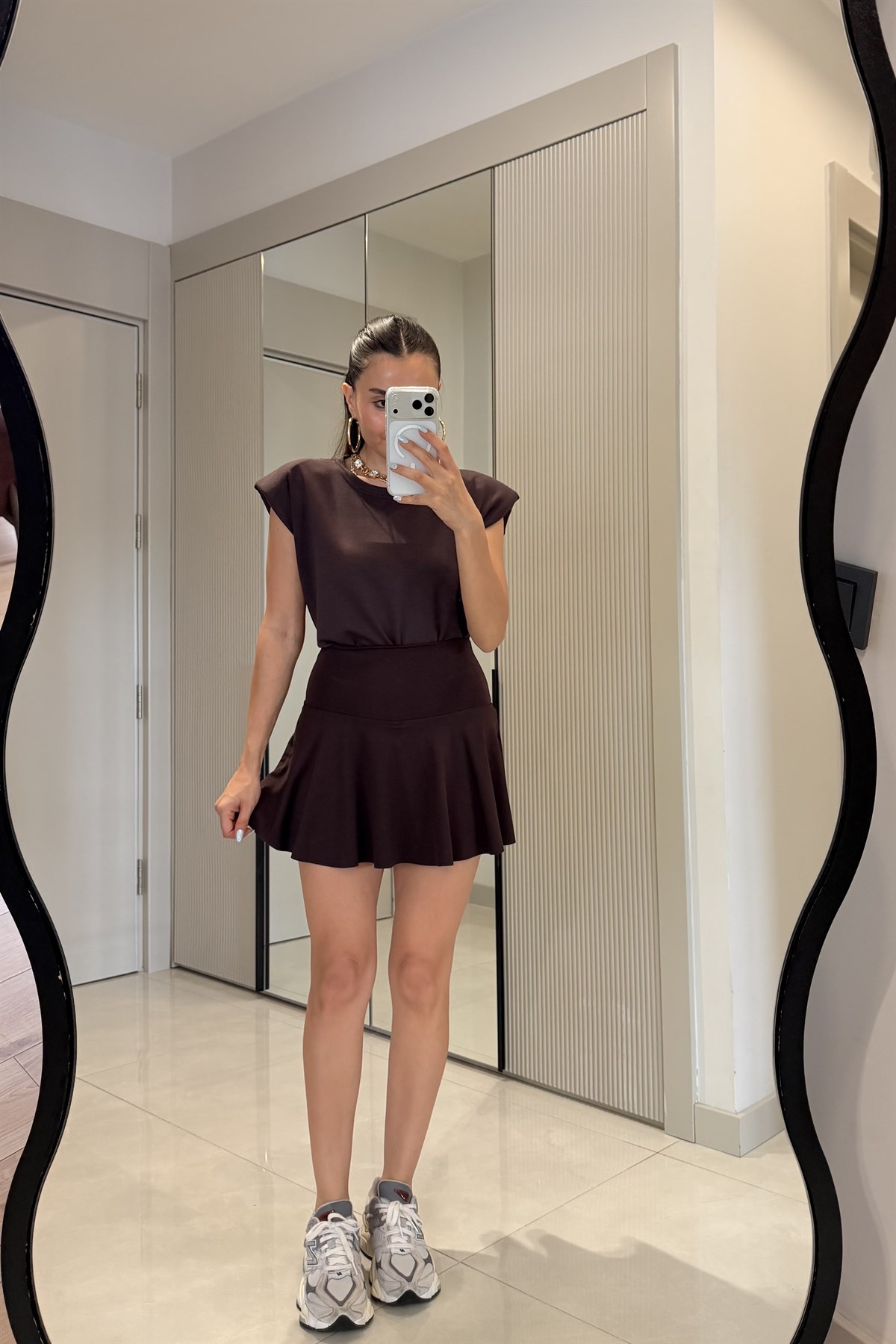 Tokyo Kahve Oys İçi Şortlu Tenis Eteği