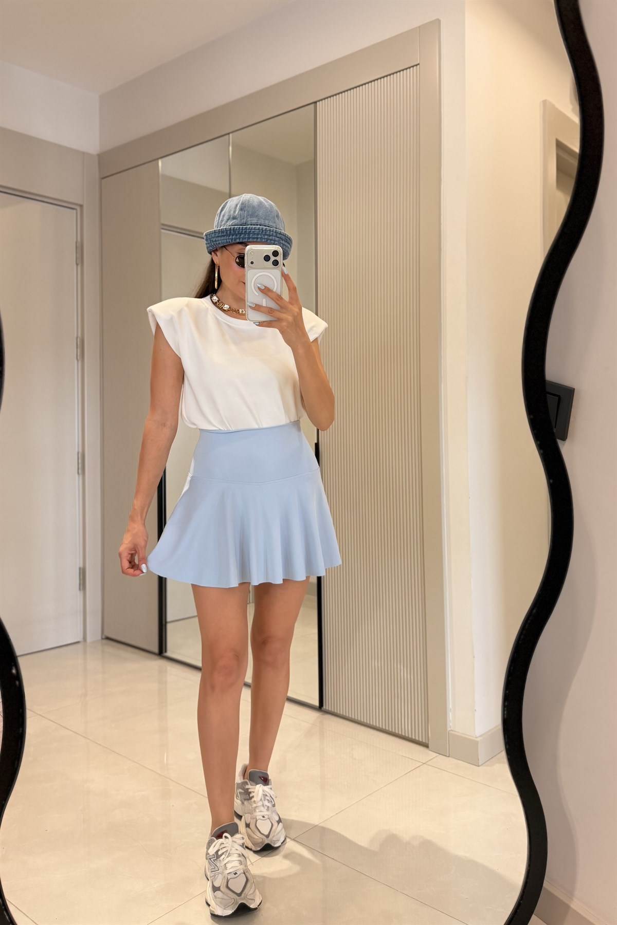Tokyo Mavi Oys İçi Şortlu Tenis Eteği