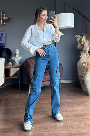 Topshop darkblue kargo pantolon