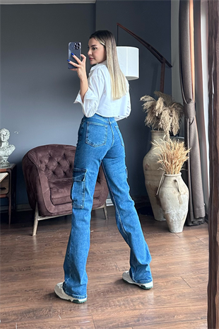 Topshop darkblue kargo pantolon