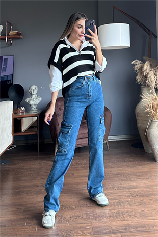 Topshop darkblue kargo pantolon