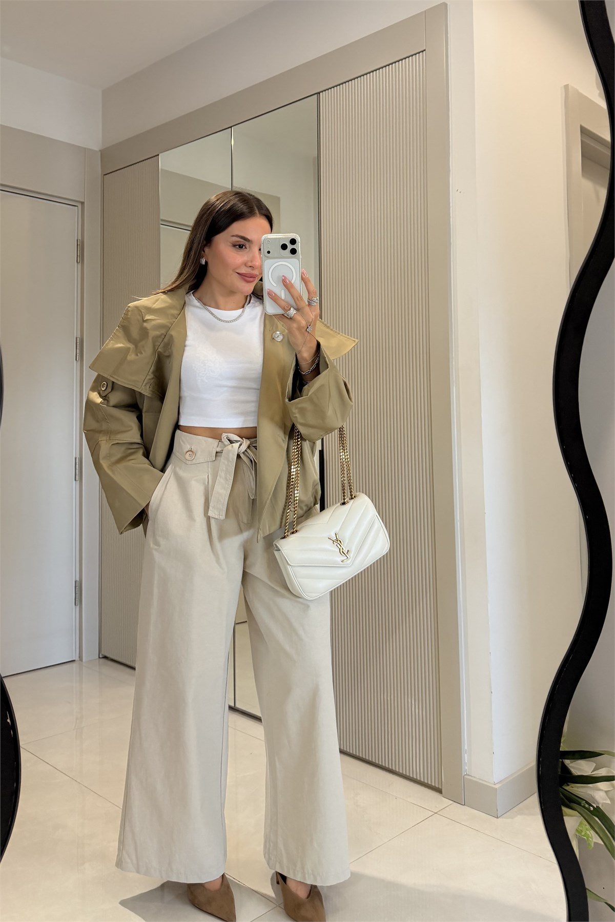 Torice Taş Cep Düğme Detaylı Pantolon 