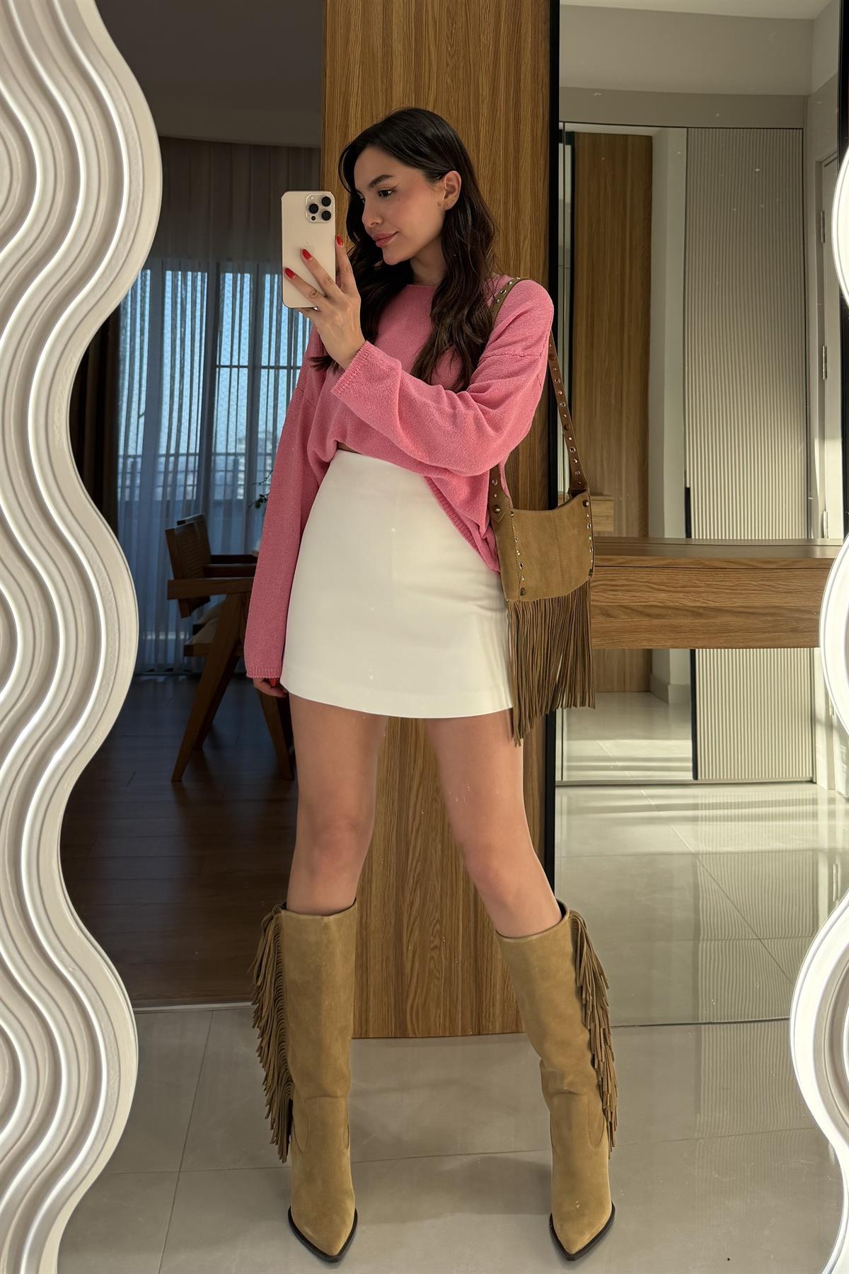 Towley Beyaz Mini Şort Etek