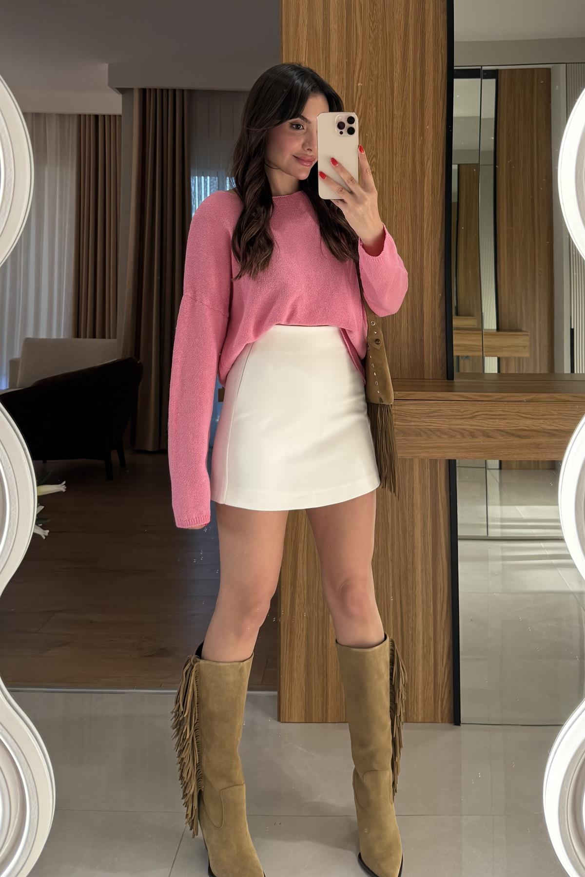 Towley Beyaz Mini Şort Etek