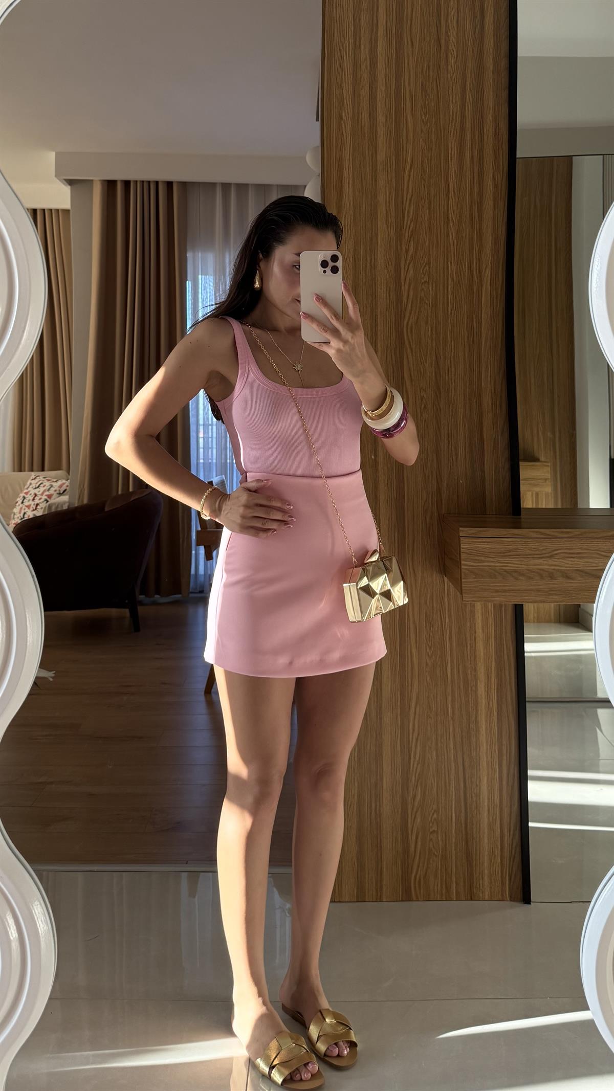 Towley Pembe Mini Şort Etek