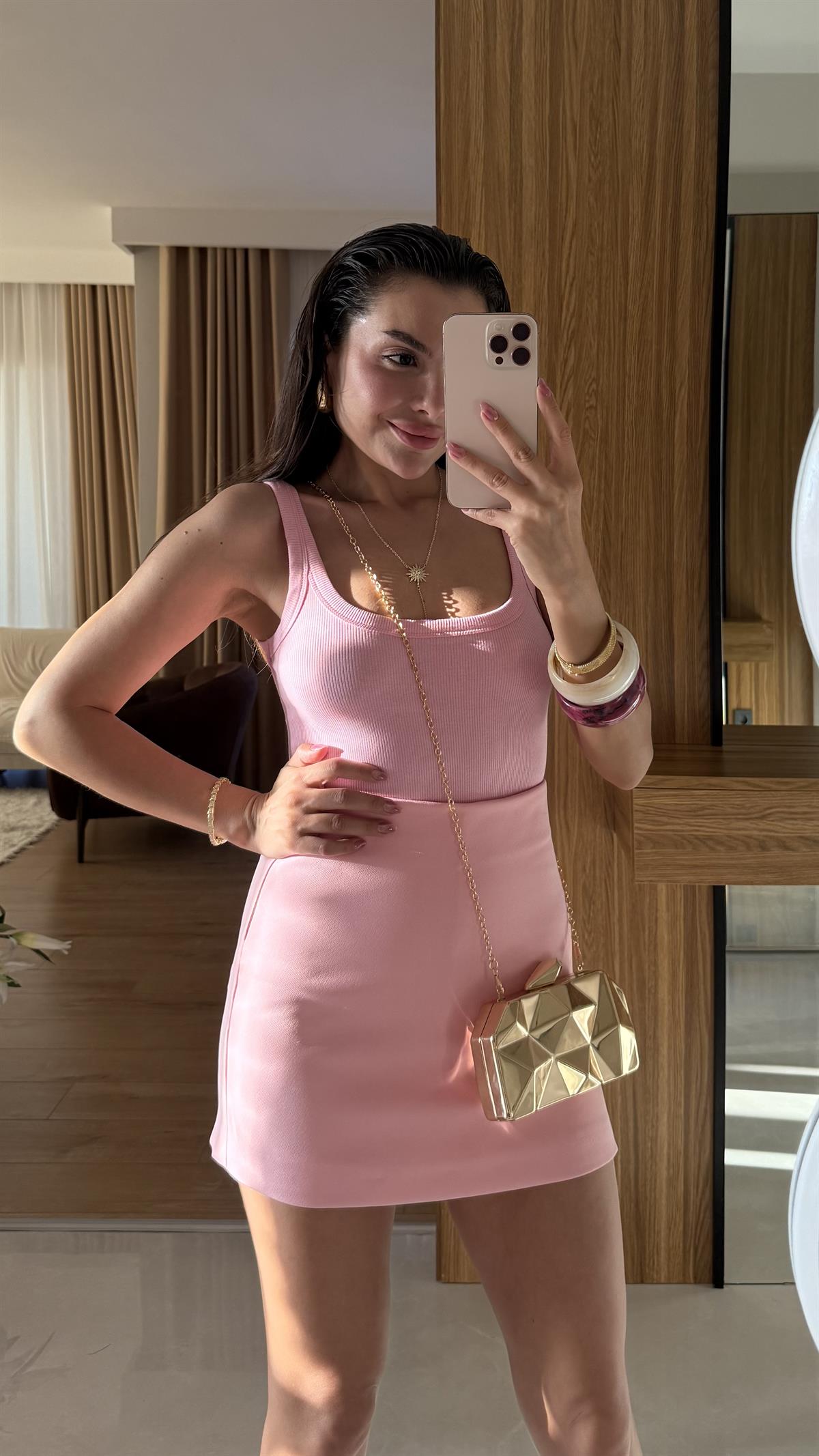 Towley Pembe Mini Şort Etek