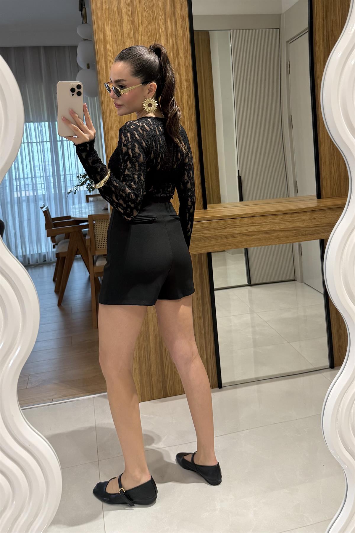 Towley Siyah Mini Şort Etek